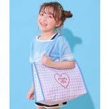 003-ギンガム-Lパープル | 中身が見えにくい 総柄プールバッグトート 子供服 | devirock