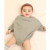 グレージュ | 綿100% ロゴスウェットロンパース 子供服 | devirock