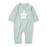 015-サックスブルー | デビラボ プリント長袖ロンパース 子供服 | devirock