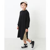 ブラック | サイド切り替え長袖ワンピース 子供服 キッズ | devirock
