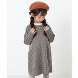 004-Dグレージュ | プリント裏シャギーワンピース 子供服 キッズ | devirock