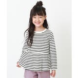 ブラック | ペプラムボーダー長袖Tシャツ 子供服 キッズ | devirock