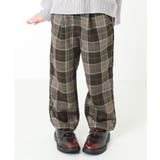 002-チャコール | チェックワイドパンツ 子供服 キッズ | devirock
