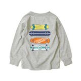 001-杢グレー | デビラボ バックプリント袖リブ長袖Tシャツ 子供服 | devirock