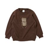 030-Dブラウン | 綿100% デビラボ プリント裏毛トレーナー② | devirock