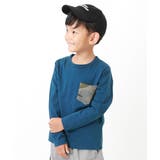 005-アビスブルー | 柄ポケット長袖Tシャツ 子供服 キッズ | devirock
