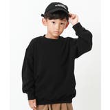 ブラック | ビッグシルエット裏シャギートレーナー 子供服 キッズ | devirock
