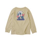 018-ベージュ | デビラボ 袖リブバックプリント長袖Tシャツ 子供服 | devirock