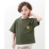003-トラ-Dオリーブ | BIGシルエットロゴ刺繍Tシャツ 子供服 キッズ | devirock