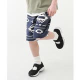 010-オルテガネイビー | 総柄裏使いハーフパンツ 子供服 キッズ | devirock