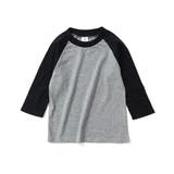 002-杢グレー×ブラック | 綿100％ シンプルベースボールTシャツ カットソー | devirock
