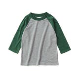 003-杢グレー×Dグリーン | 綿100％ シンプルベースボールTシャツ カットソー | devirock