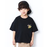 001-ブラック×トラ | BIGシルエットロゴ刺繍Tシャツ 子供服 キッズ | devirock