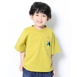 004-ライムイエロー×オオハシ | BIGシルエットロゴ刺繍Tシャツ 子供服 キッズ | devirock