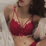 レッド | デザインストラップ スカラップレース ノンワイヤー | インナーショップDiamondHearts