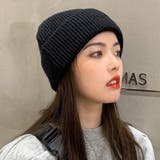 ブラック | ワンポイントニットキャップ ビーニー 韓国 韓国ファッション | インナーショップDiamondHearts