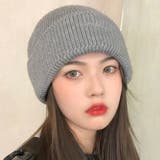 グレー | ワンポイントニットキャップ ビーニー 韓国 韓国ファッション | インナーショップDiamondHearts