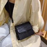ブラック | クロコダイル調レザーショルダーバッグ スクエアフラップショルダー | インナーショップDiamondHearts
