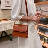 ブラウン | クロコダイル調レザーショルダーバッグ スクエアフラップショルダー | インナーショップDiamondHearts