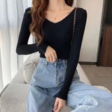 Vネック 薄手 春秋ニット | インナーショップDiamondHearts | 詳細画像8