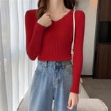 ワイン | Vネック 薄手 春秋ニット | インナーショップDiamondHearts