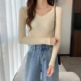 アイボリー | Vネック 薄手 春秋ニット | インナーショップDiamondHearts