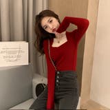 レイヤード風ニット 長袖 薄手 ニット 春秋冬 韓国 韓国ファッション | インナーショップDiamondHearts | 詳細画像26