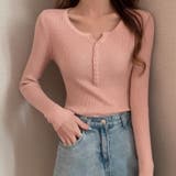 ピンク | 薄手Vネック インナーニット 長袖ニット | インナーショップDiamondHearts