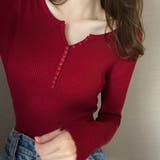 ワイン | 薄手Vネック インナーニット 長袖ニット | インナーショップDiamondHearts