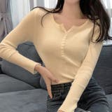 アイボリー | 薄手Vネック インナーニット 長袖ニット | インナーショップDiamondHearts