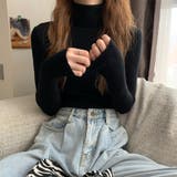 ブラック | タートルネック 長袖ニット 春 秋 冬 リブニット 韓国 韓国ファッション | インナーショップDiamondHearts