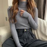 グレー | タートルネック 長袖ニット 春 秋 冬 リブニット 韓国 韓国ファッション | インナーショップDiamondHearts