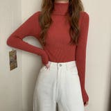 コーラルピンク | タートルネック 長袖ニット 春 秋 冬 リブニット 韓国 韓国ファッション | インナーショップDiamondHearts