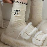 ブラック | リボン柄フリルソックス リボン フリル | インナーショップDiamondHearts