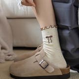 ブラウン | リボン柄フリルソックス リボン フリル | インナーショップDiamondHearts