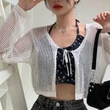 ホワイト | メッシュ クロップド カーディガン | インナーショップDiamondHearts
