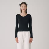 ベーシック スリムフィット Vネック ニット韓国 韓国ファッション | SweetSOUP | 詳細画像4 