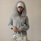 グレー | ファー付きニットカーディガン | Doula Doula