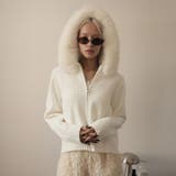 ホワイト | ファー付きニットカーディガン | Doula Doula