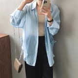 ブルー | サイドリボンシアーシャツ【韓国ファッション】 | Doula Doula