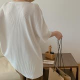 オーバーサイズVネックリブニット半袖プルオーバー【韓国ファッション】 | Doula Doula | 詳細画像4 