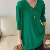 オーバーサイズVネックリブニット半袖プルオーバー【韓国ファッション】 | Doula Doula | 詳細画像5 