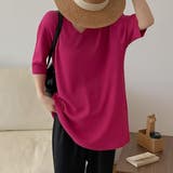 ローズ | オーバーサイズVネックリブニット半袖プルオーバー【韓国ファッション】 | Doula Doula