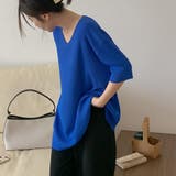 オーバーサイズVネックリブニット半袖プルオーバー【韓国ファッション】 | Doula Doula | 詳細画像10 