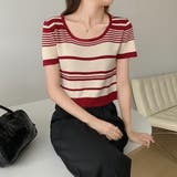 ランダムボーダー半袖ニット【韓国ファッション】 | Doula Doula | 詳細画像19 