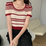 ランダムボーダー半袖ニット【韓国ファッション】 | Doula Doula | 詳細画像20 