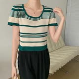 ランダムボーダー半袖ニット【韓国ファッション】 | Doula Doula | 詳細画像21 