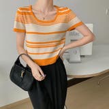 ランダムボーダー半袖ニット【韓国ファッション】 | Doula Doula | 詳細画像26 