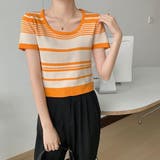 ランダムボーダー半袖ニット【韓国ファッション】 | Doula Doula | 詳細画像27 