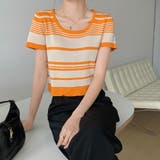 ランダムボーダー半袖ニット【韓国ファッション】 | Doula Doula | 詳細画像28 